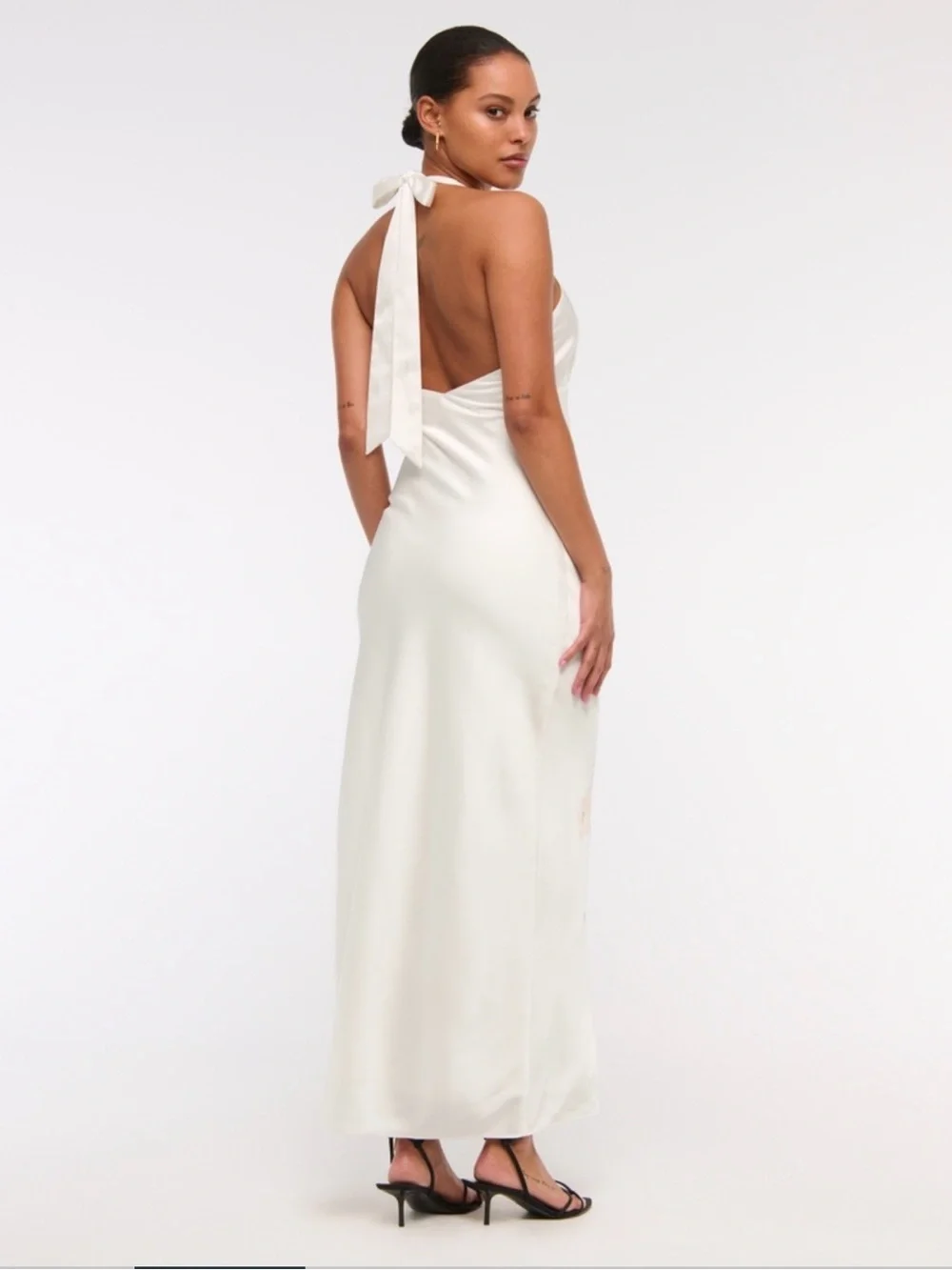 Abercrombie & Fitch Ivory Halter Maxi Dress with Blush Floral Print
